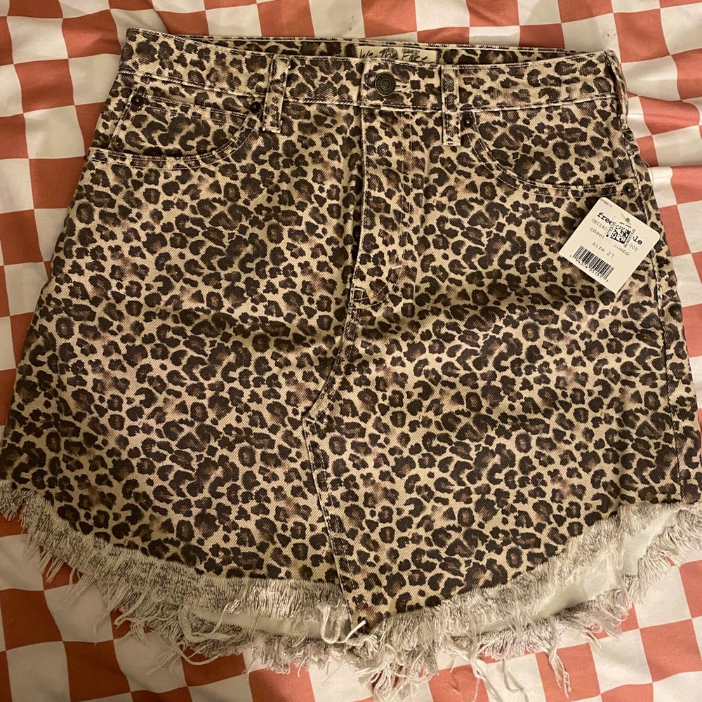 Free People Cheetah Print Denim Skirt - Picture 3 of 5